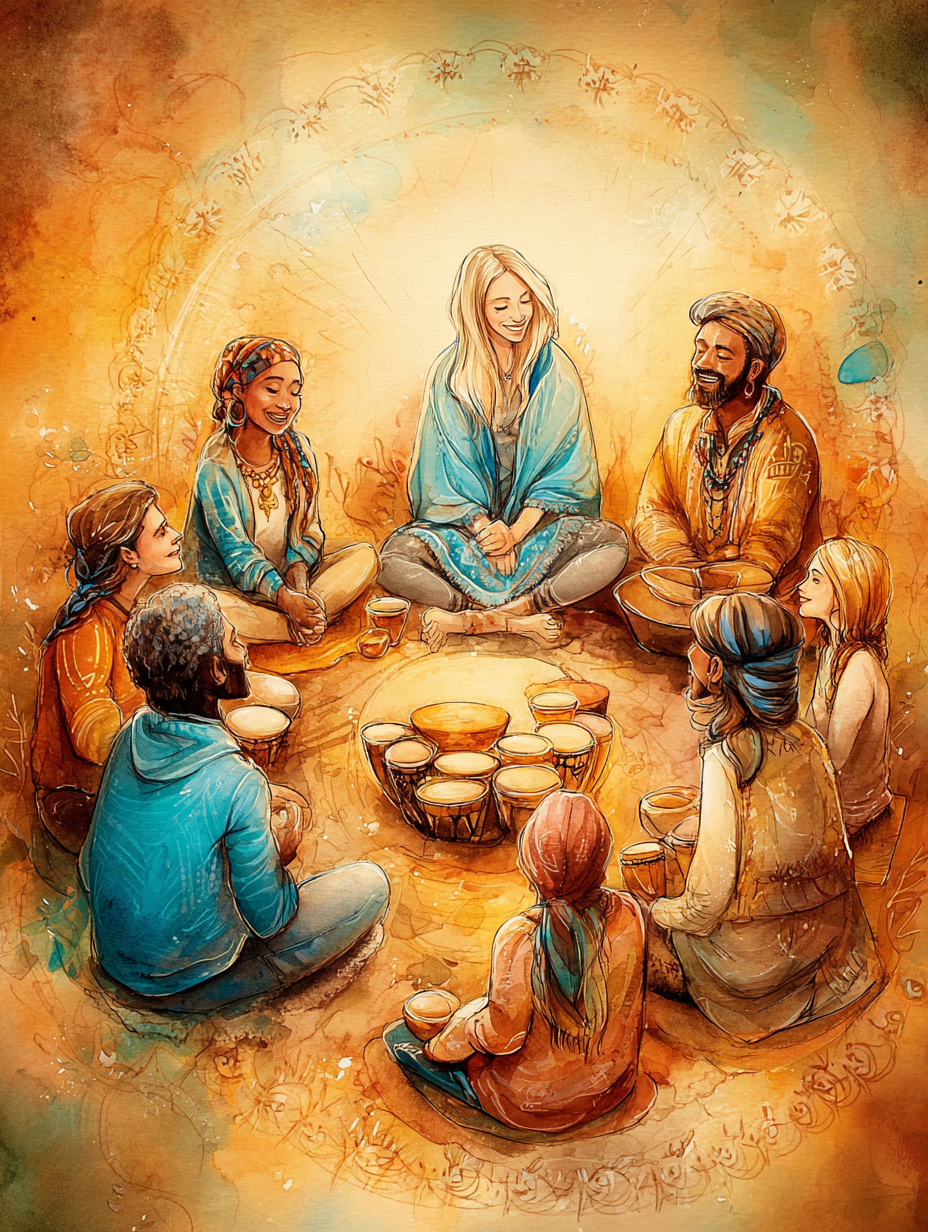 Group gathering for sound healing in Sedona